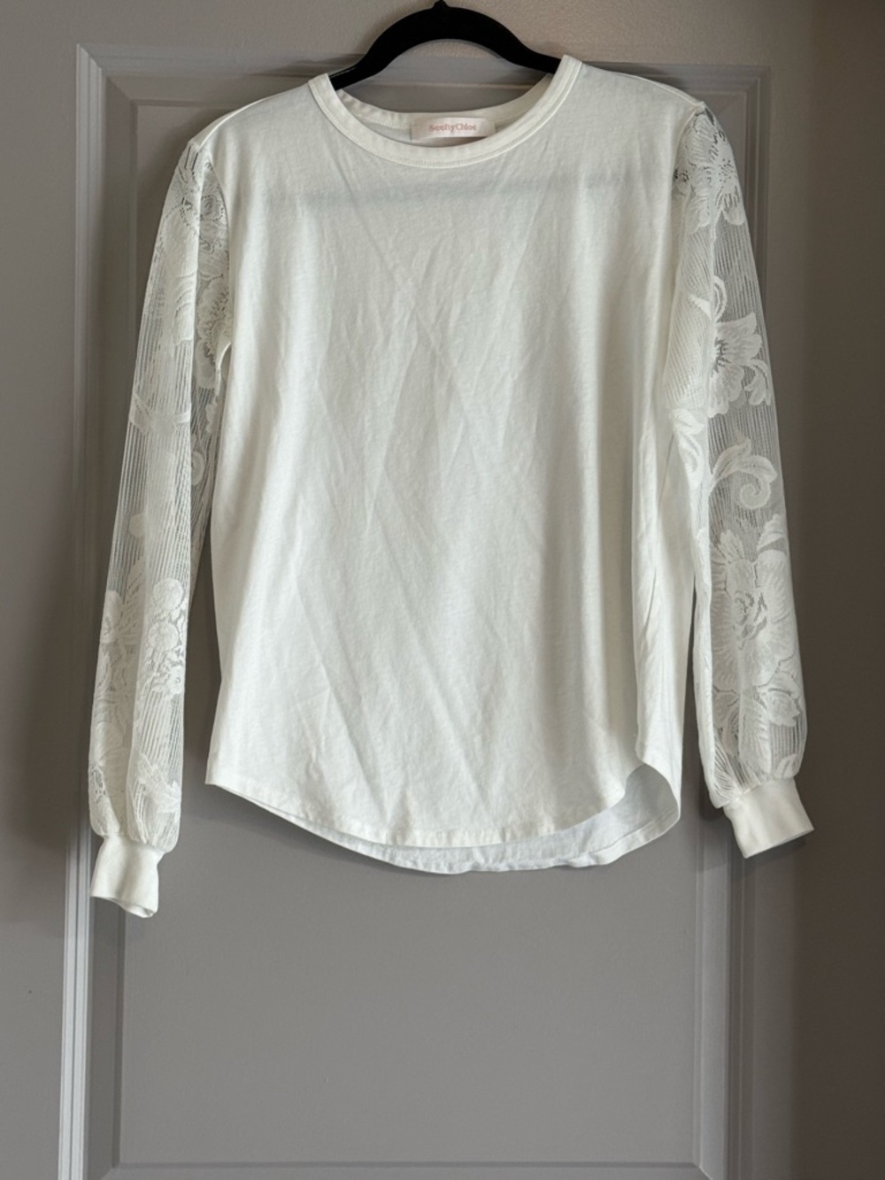 See By Chloe Lightweight Spring Long Sleeve Lace Sleeve‎ Tee XS